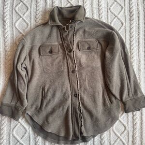 Free People Ruby Oversized Shirt Jacket, Olive (brushed army) Green, Size XS